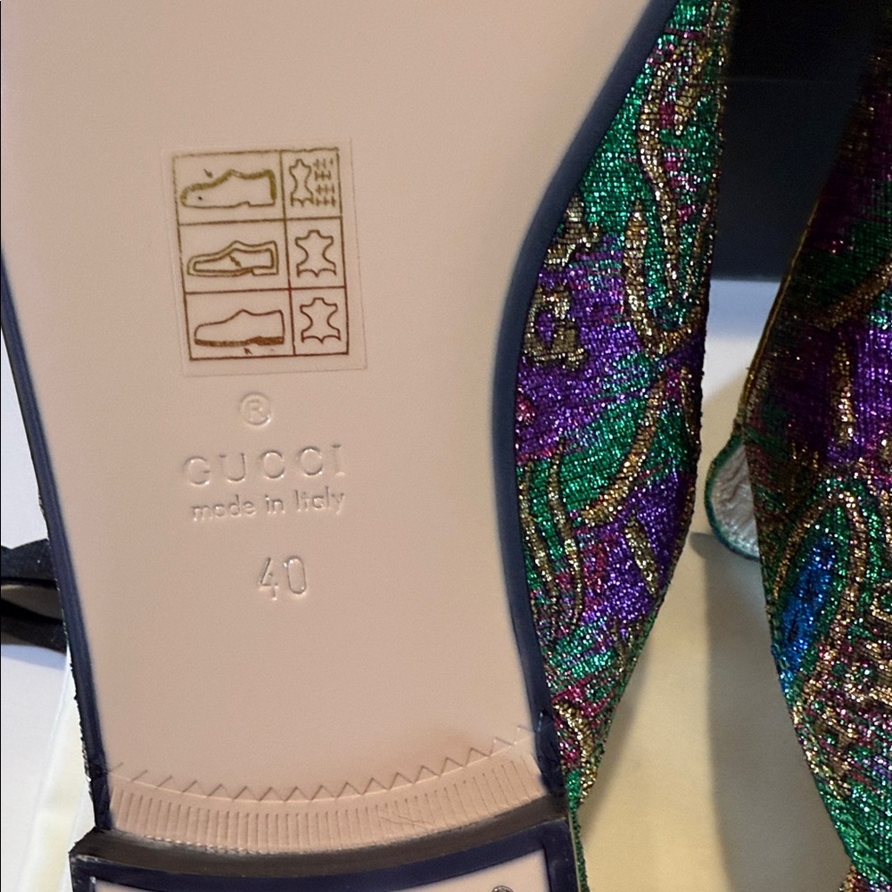 Gucci Women's Green and Purple Mules size 10 - Picture 8 of 13